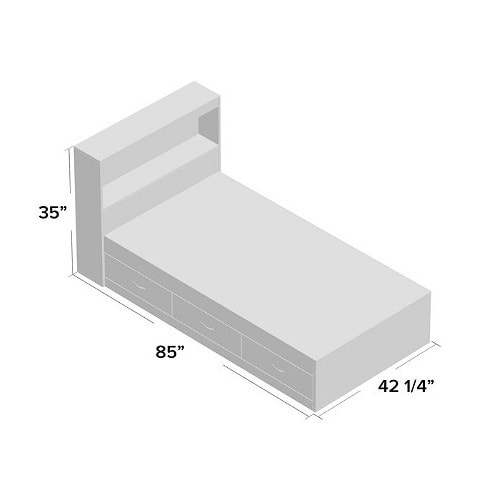 Sadia Besant -/platform Bed With Drawers And Bookcase Black