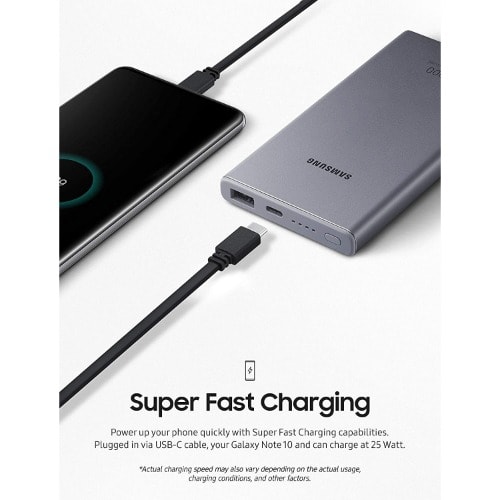Samsung 10,000 mAh Super Fast 25w Portable Charger Battery Pack Usb-c  - Silver
