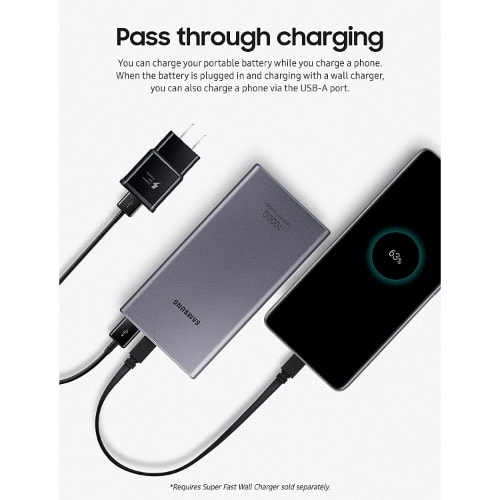 Samsung 10,000 mAh Super Fast 25w Portable Charger Battery Pack Usb-c  - Silver