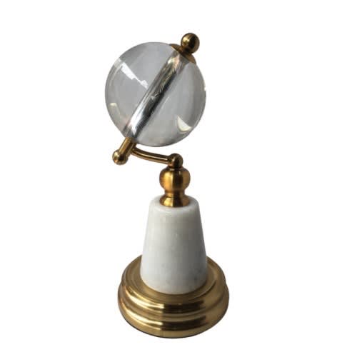 Table Decor - Crystal Ball On Marble Stand
