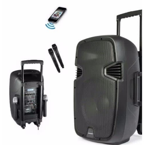 Rechargeable Bluetooth Speaker System With Wireless Microphone Radio