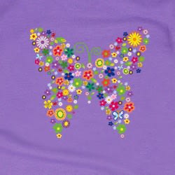 Butterfly Print Girl Top  - Purple