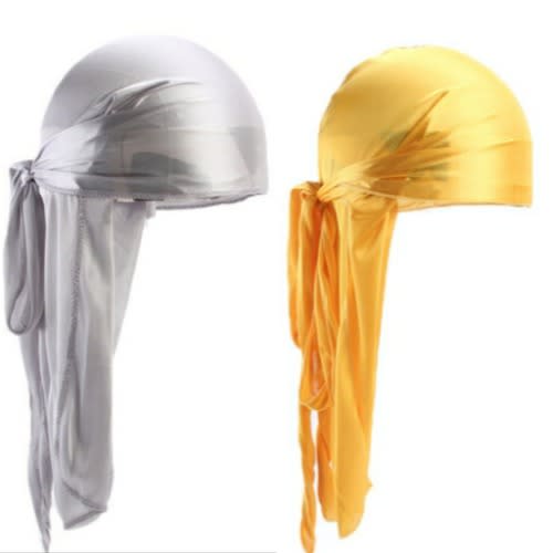 2 In 1 Silky Durags(Grey & Yellow )