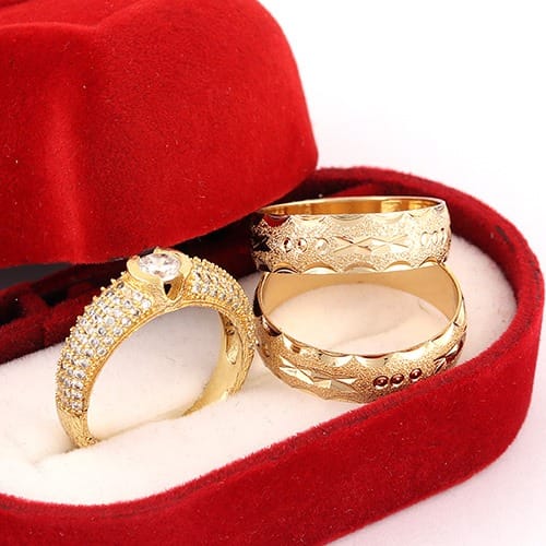 Couple Class Gold Plated Wedding Ring Set D7