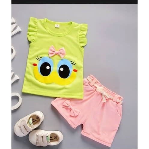 Girl Eyeball Two Piece Set - Yellow/pink