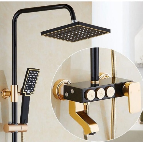 Standing Bathroom Shower Set - Back & Gold