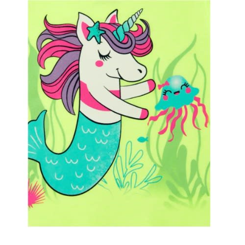 Girls Mer- Unicorn Glitters Graphic Top- Lime Green