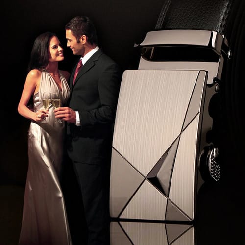 Men's Automatic Leather Belt - Black