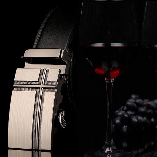Men's Automatic Leather Belt - Black
