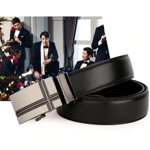Men's Automatic Leather Belt - Black