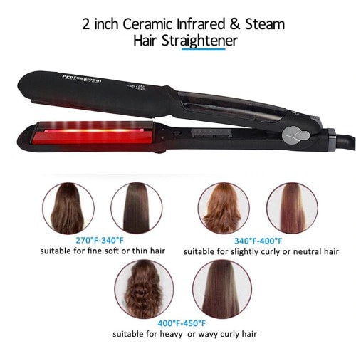 Hair Straightener – Professional Steam And Infrared Styler - Black