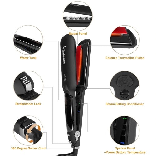 Hair Straightener – Professional Steam And Infrared Styler - Black