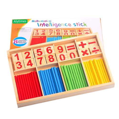 Wooden Number Cards & Counting Rods With Box For Kids
