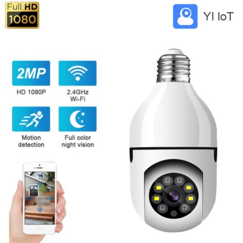 E27 Bulb Lamp Camera 1080P WIFI PTZ Auto Tracking IP Camera