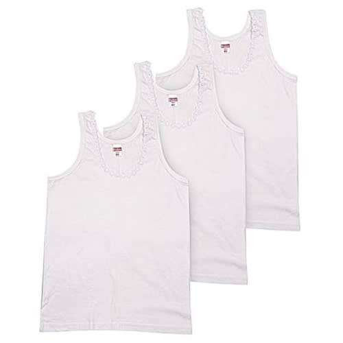 Vest For Girls- White - 3 In 1 Pack