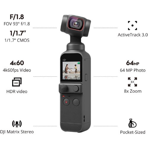 Pocket 2 Creator Combo - 3 Axis Gimbal Stabilizer With 4k Camera, 1/1.7” Cmos, 64mp Photo