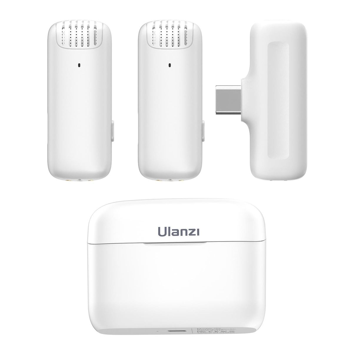 Ulanzi J12 Wireless Microphone System with 1 Receiver & 2 Microphones 20M Transmission Range Built-in Battery with Charging Case Type-C Plug Replacement for Android Phones Live Streaming Interview Vlog