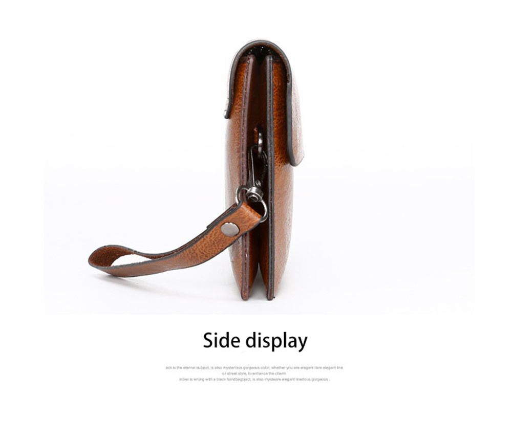 New Design Multi-Function Waterproof Coffee Brown Leather Clutch