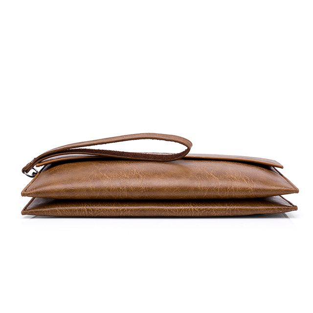 New Design Multi-Function Waterproof Coffee Brown Leather Clutch