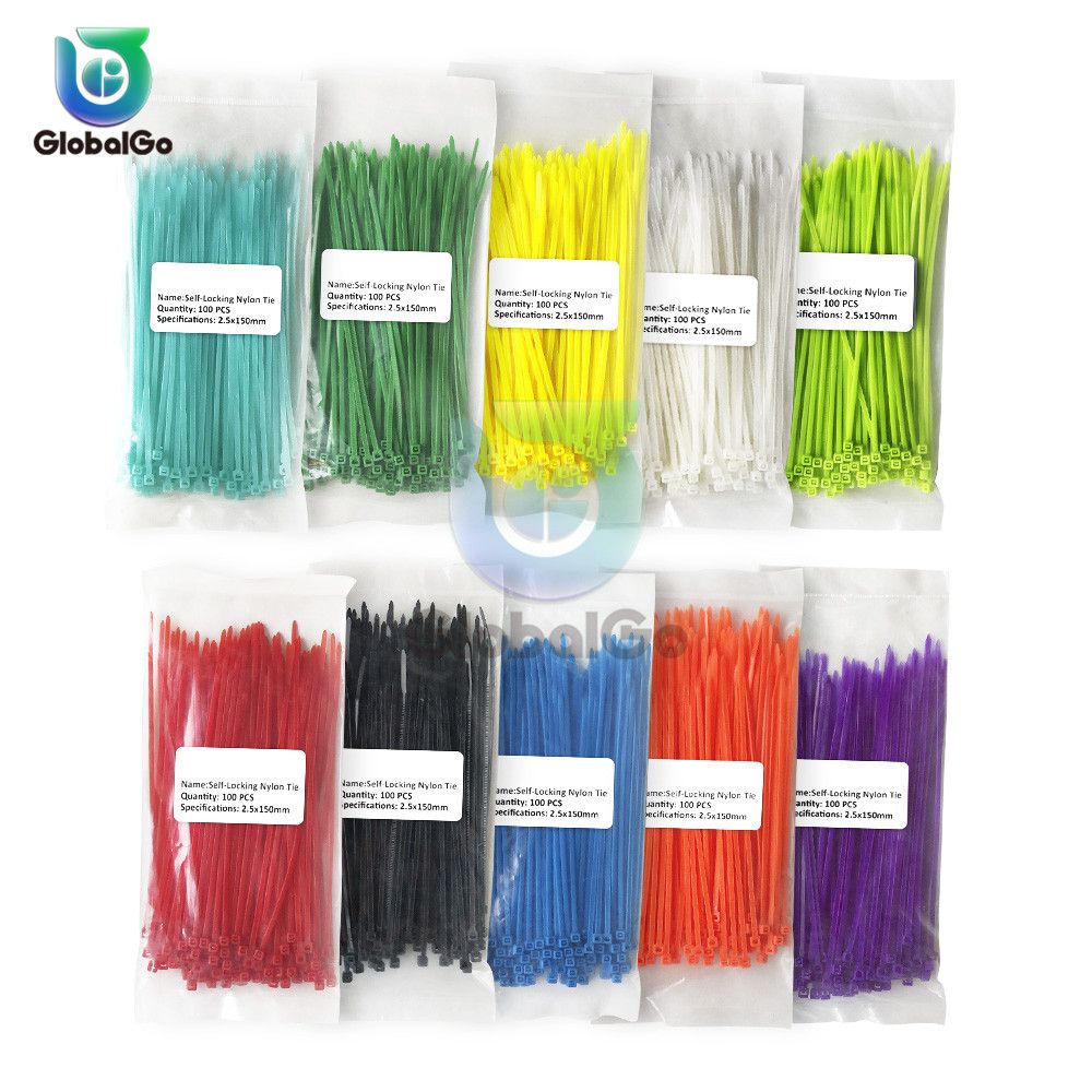 100pcsLot 150mm Self Locking Nylon Cable 13 Color Plastic