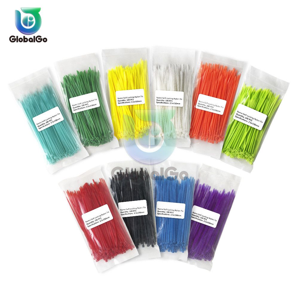 100pcsLot 150mm Self Locking Nylon Cable 13 Color Plastic