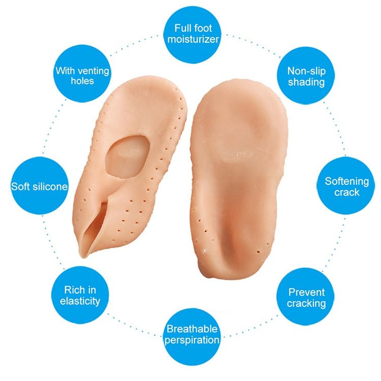 Silicone Sailboat Socks Foot Heel Anti-cracking Sleeve Anti-drying Beach Home Socks, Size:L(39-41)(Skin Color)