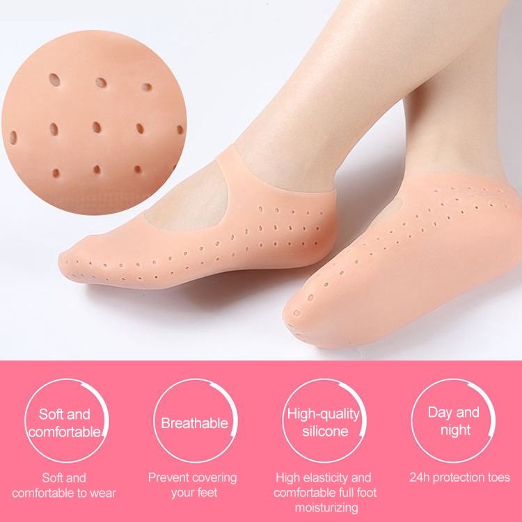 Silicone Sailboat Socks Foot Heel Anti-cracking Sleeve Anti-drying Beach Home Socks, Size:L(39-41)(Skin Color)