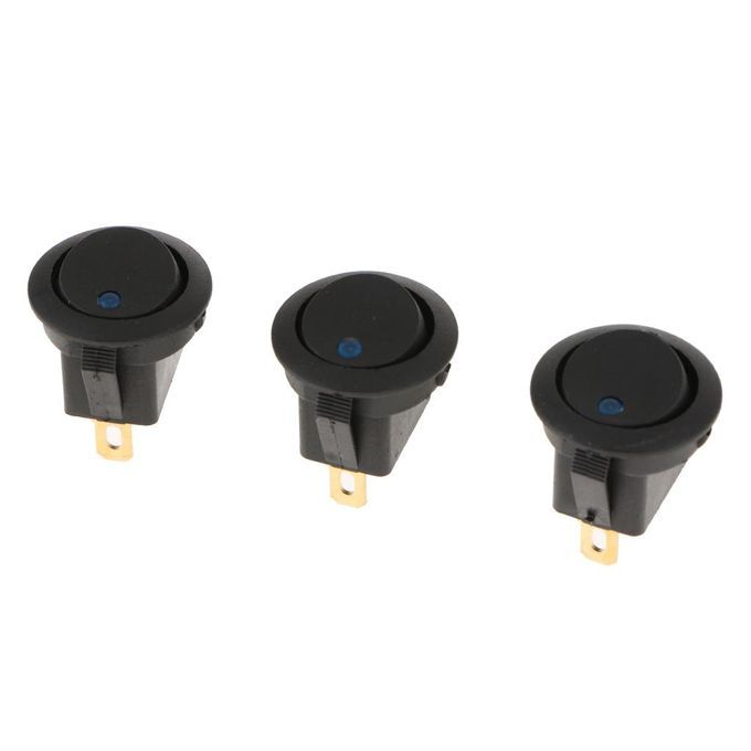 5 Pieces 12V 16A 3-PIN Dot Led Round Rocker Toggle Switch Blue Light