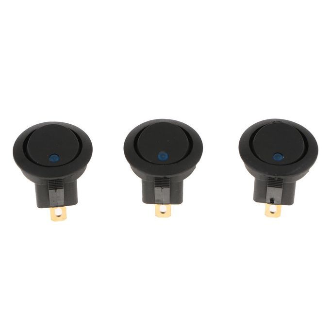 5 Pieces 12V 16A 3-PIN Dot Led Round Rocker Toggle Switch Blue Light