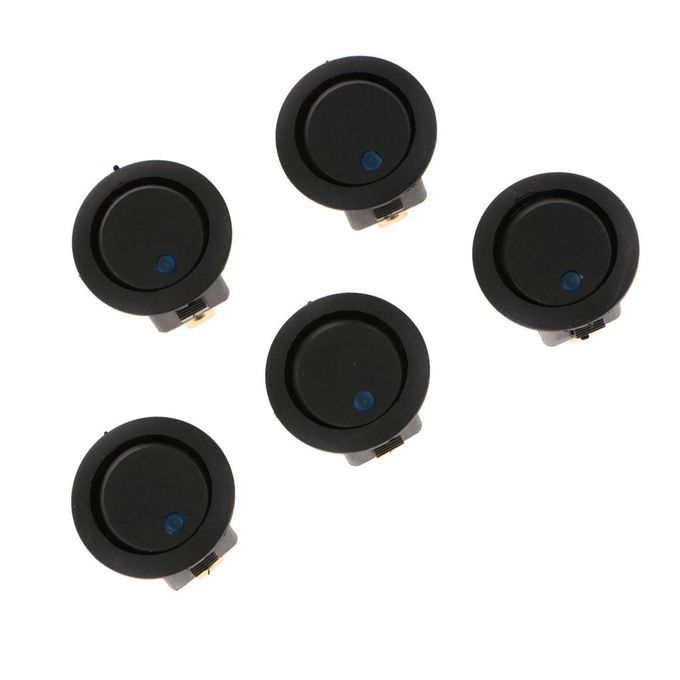 5 Pieces 12V 16A 3-PIN Dot Led Round Rocker Toggle Switch Blue Light