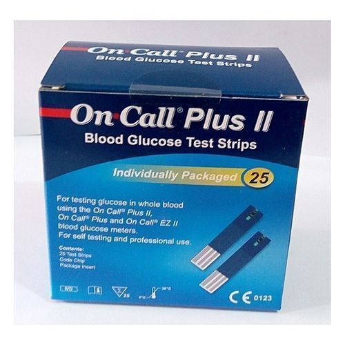 On Call Plus II Blood Glucose Test Strips By 25
