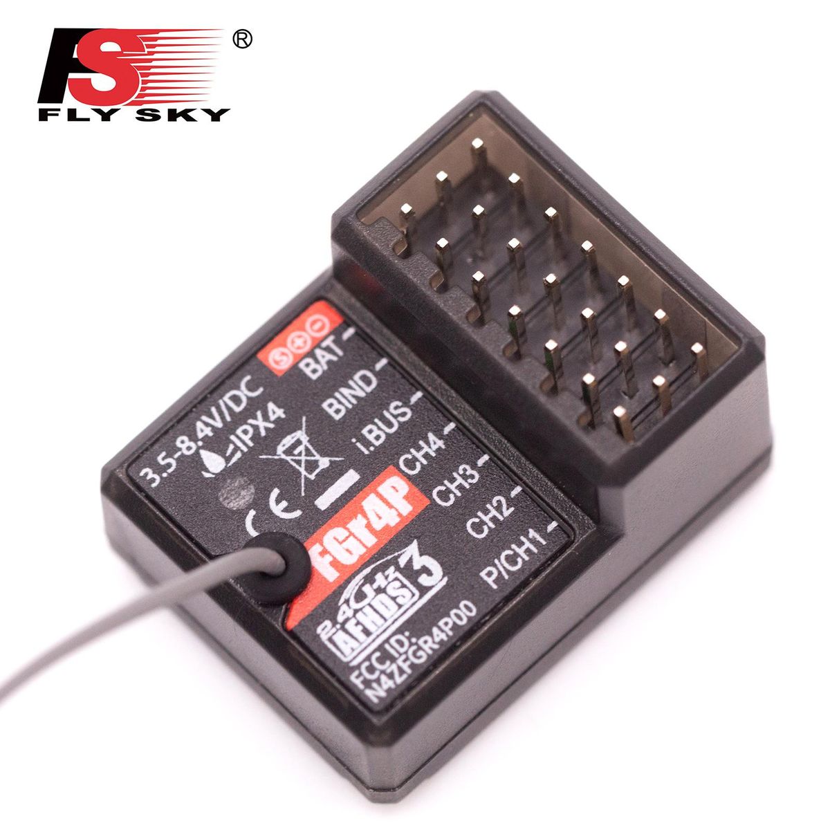 FlySky FGR4P 2.4GHz 4CH AFHDS 3 RC Receiver PWM/PPM/I.bus/S.bus Output for FSG4P Transmitter RC Car Boat