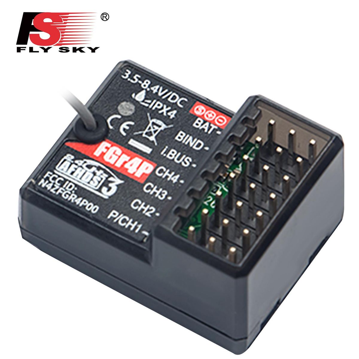 FlySky FGR4P 2.4GHz 4CH AFHDS 3 RC Receiver PWM/PPM/I.bus/S.bus Output for FSG4P Transmitter RC Car Boat