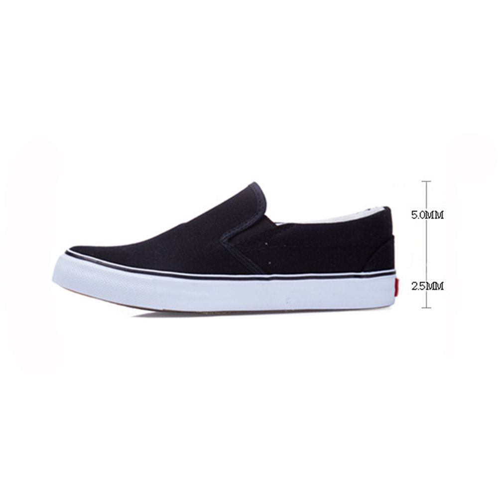 Four Seasons Canvas Men's Lazy Black Shoes Slip-On Large Size Shoes White Sole