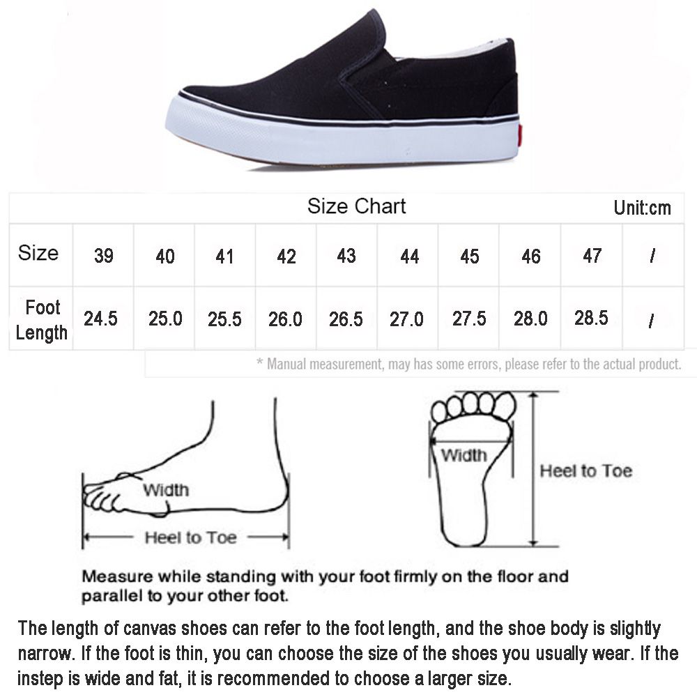 Four Seasons Canvas Men's Lazy Black Shoes Slip-On Large Size Shoes White Sole