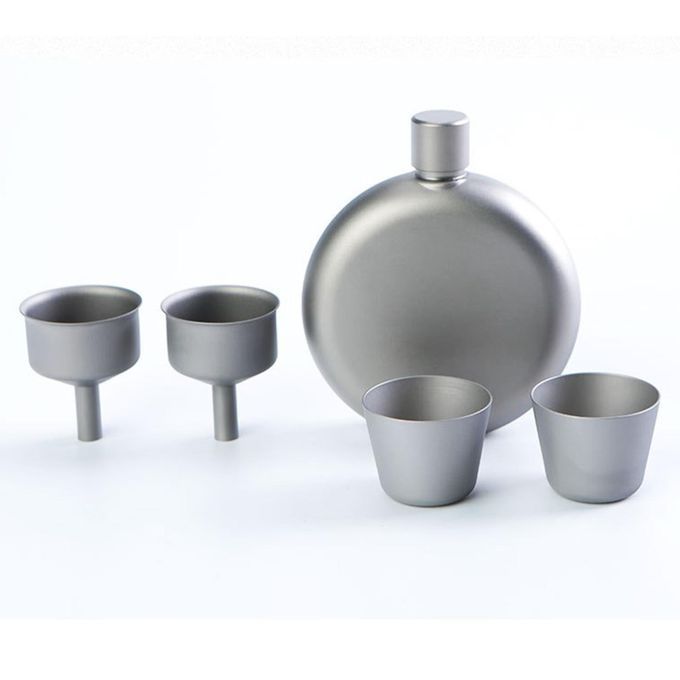 Titanium Hip Flask Sake Cups Pocket Wine Flask Drinkware For Outdoor