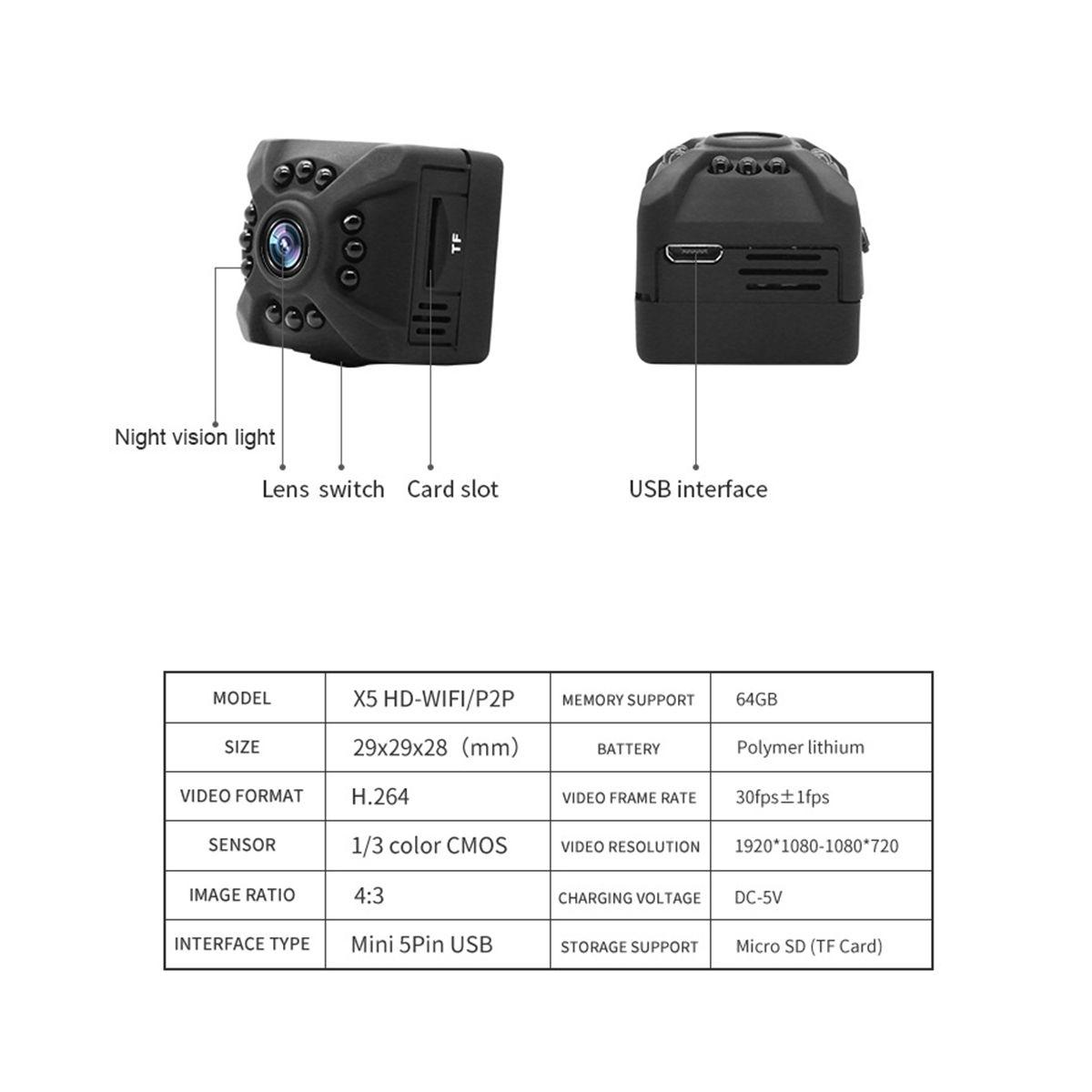 Mini Hidden Spy Camera Wireless Security WiFi Small IP Cameras Smart Home Night Virsion Magnetic Camcorder Surveillance
