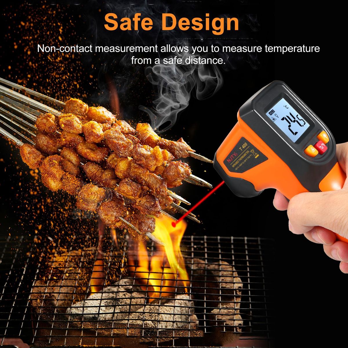 NJTY Infrared Thermometer Non-Contact Digital Temperature Gun -50°C~400°C (-58°F~752°F) IR Thermometer for Industrial, Kitchen Cooking, Automotive, Not for Human Body Temp