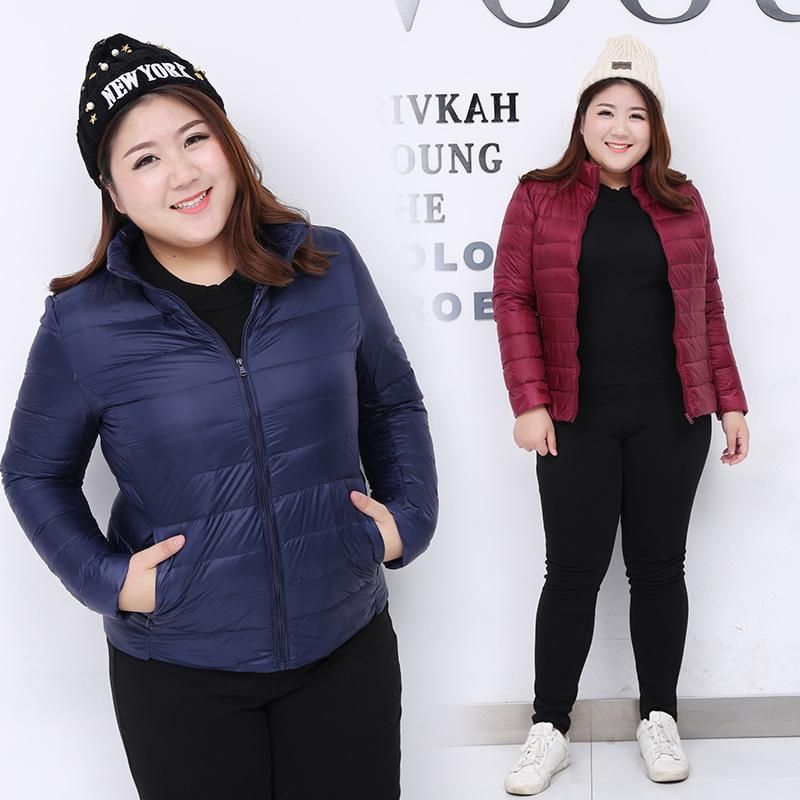 Autumn and Winter Lightweight Women's Standing Neck Short Down Coat Plus Size Portable Storage Bag