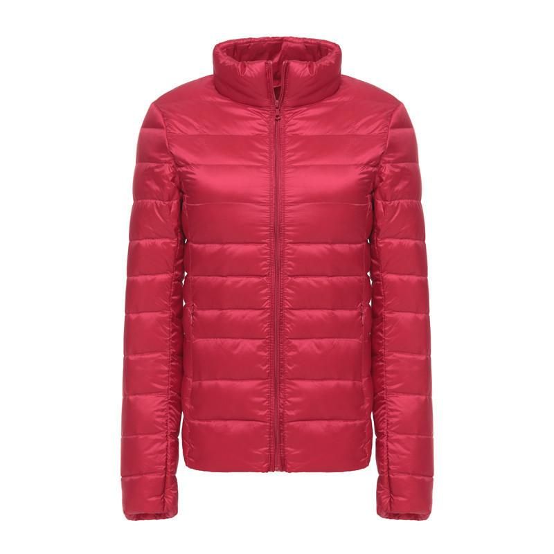 Autumn and Winter Lightweight Women's Standing Neck Short Down Coat Plus Size Portable Storage Bag
