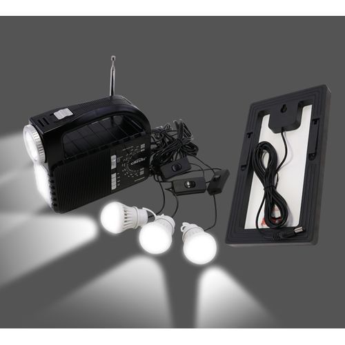 SOLAR KIT/BLUETOOHT PORTABLE SPEAKER + 3 BULBS & FREE USB FAN (SUPER BATTERY CAPACITY)