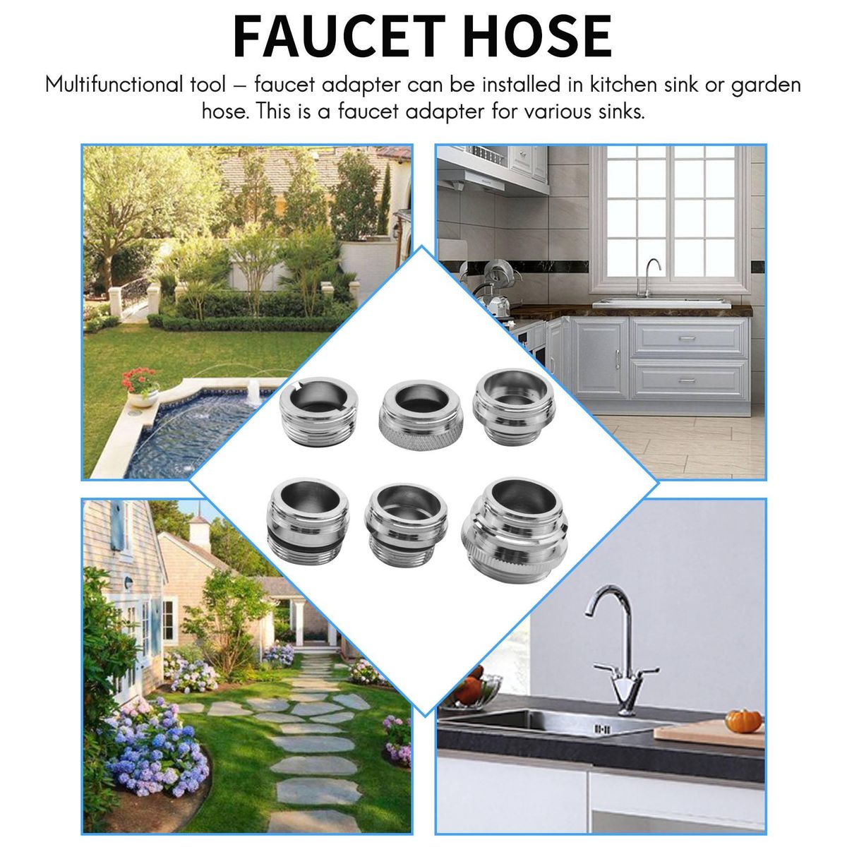 Faucet Adapter Kit-Male Faucet Diverter Adapter for Sink - Garden Hose Connector- Water Filter- Kitchen Faucet Adapter