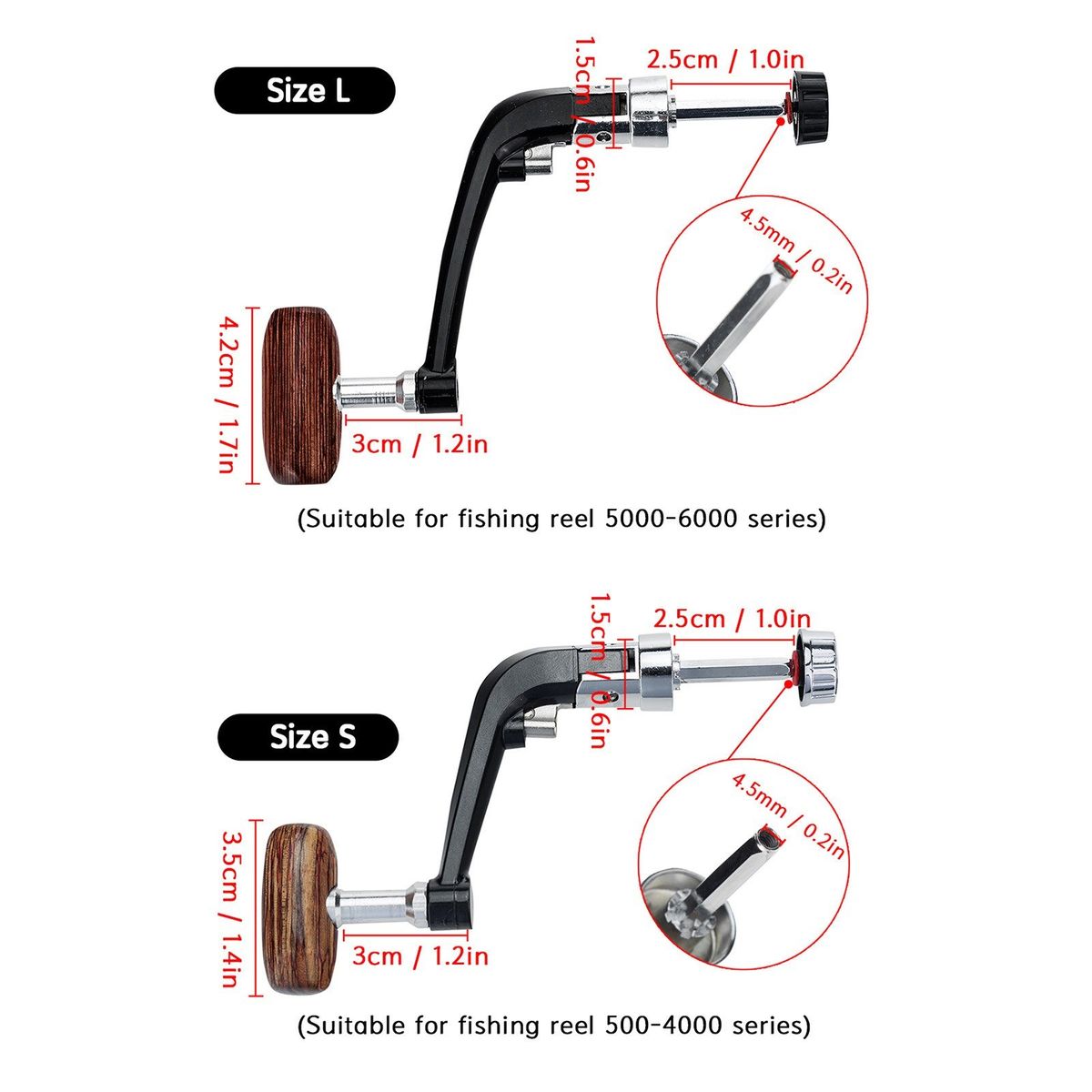 3PCS Rotary Fishing Spinning Reel Handle Foldable Non-slip