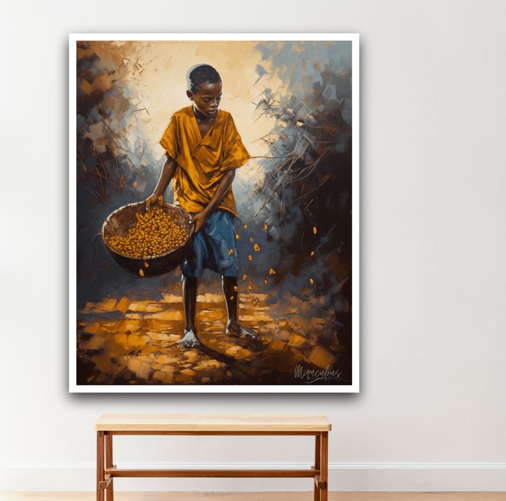 Working African Child Wall Art Paint Canvas