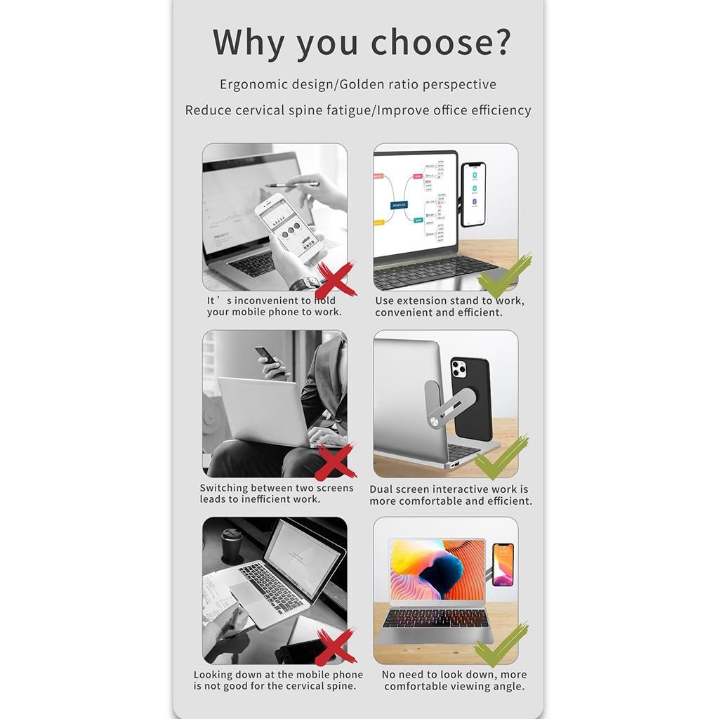 Computer Laptop Side Mount Magnetic Phone Stand Holder Expansion
