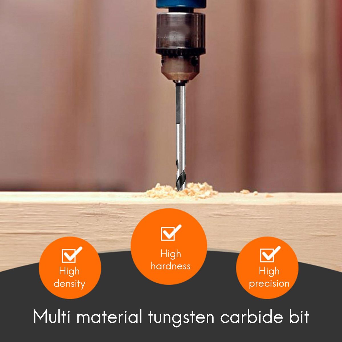 5 Pieces Tungsten Carbide Drill Bit Set(3mm 4mm 5mm 6mm 8mm)