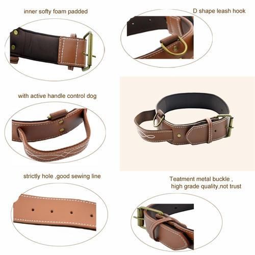 PU Dog Collars Adjust Strong Dog Collar Leash With Handle Control Softy Pad Pet Dog Walking Leash Collar For Medium Large Dog