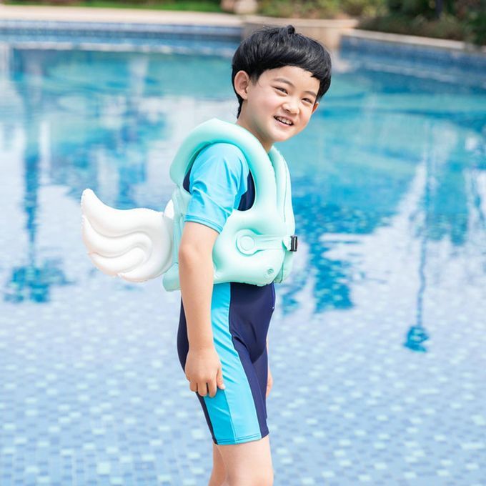Kids Pool Floats Inflatable Swimming Life Vest Swim Ring Wing M Green