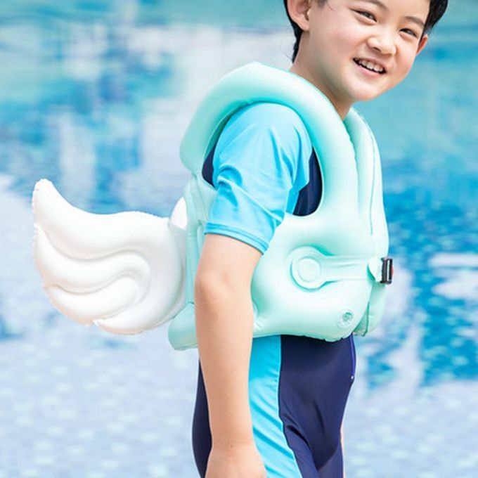 Kids Pool Floats Inflatable Swimming Life Vest Swim Ring Wing M Green