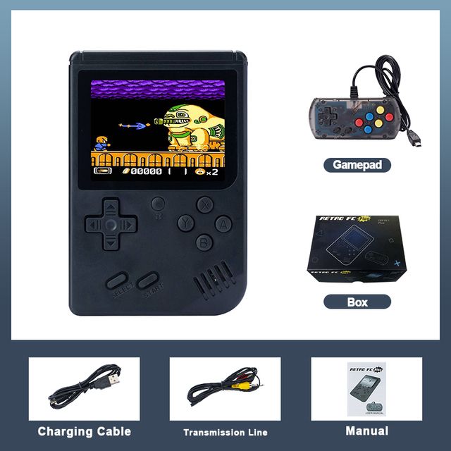 Portable Built_in 168 Games Mini Handheld Video Game Console 8_Bit 3.0 Inch Color LCD Kids Color Ga